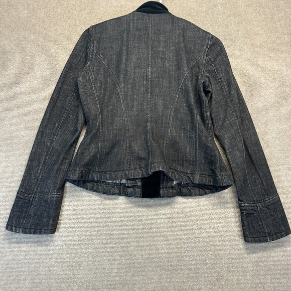 Lauren Jeans Co Denim Jacket Women's Small Charcoal Crop Velvet Contrast Ralph - Picture 10 of 11